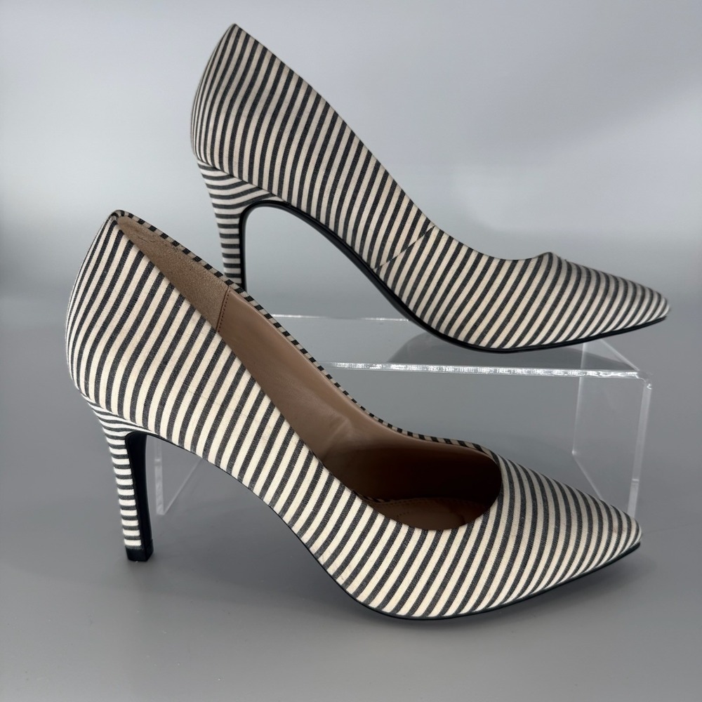 Kelly & Katie Astivia Black White Striped Pointed Toe Stiletto Pumps Size 8.5